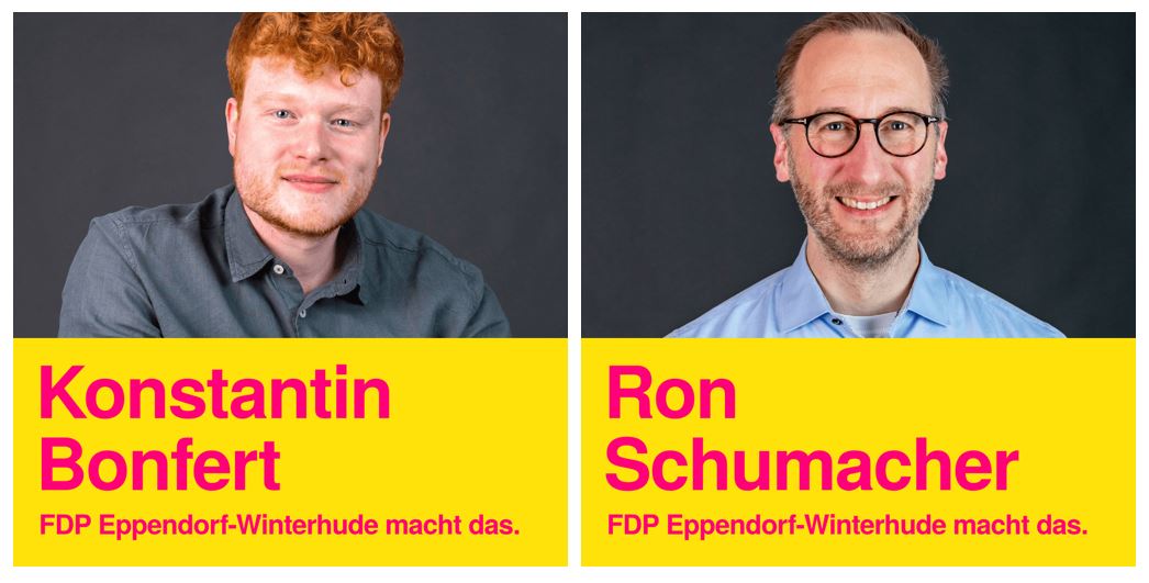 Unsere Mitglieder der Bezirksversammlung Konstantin Bonfert und Ron Schumacher