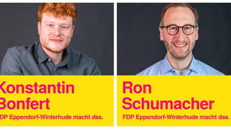 Unsere Mitglieder der Bezirksversammlung Konstantin Bonfert und Ron Schumacher