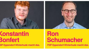 Unsere Mitglieder der Bezirksversammlung Konstantin Bonfert und Ron Schumacher